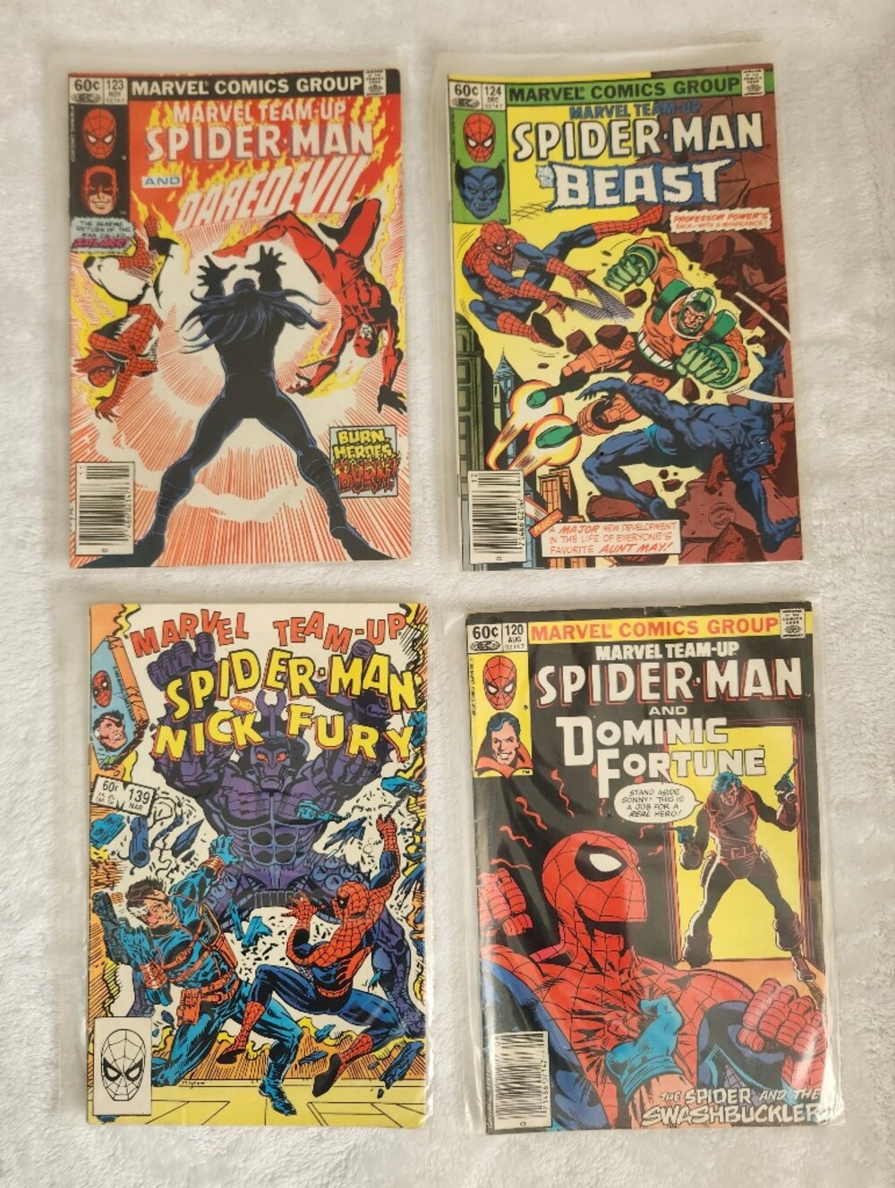 Marvel Team-Up #120 #123 #124 #139 Spider-Man Vintage Marvel 4 Comic Book Bundle